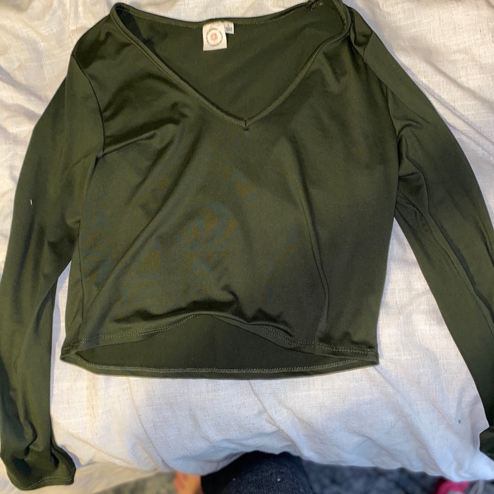 Army green crop top